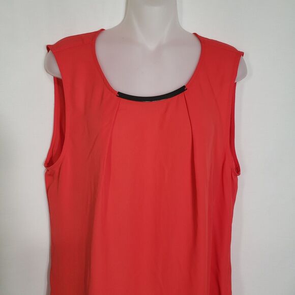 Laundry Shelli Segal Womens Blouse Sz XL Sleeveless Keyhole Back Tank Poinsettia - Picture 3 of 9